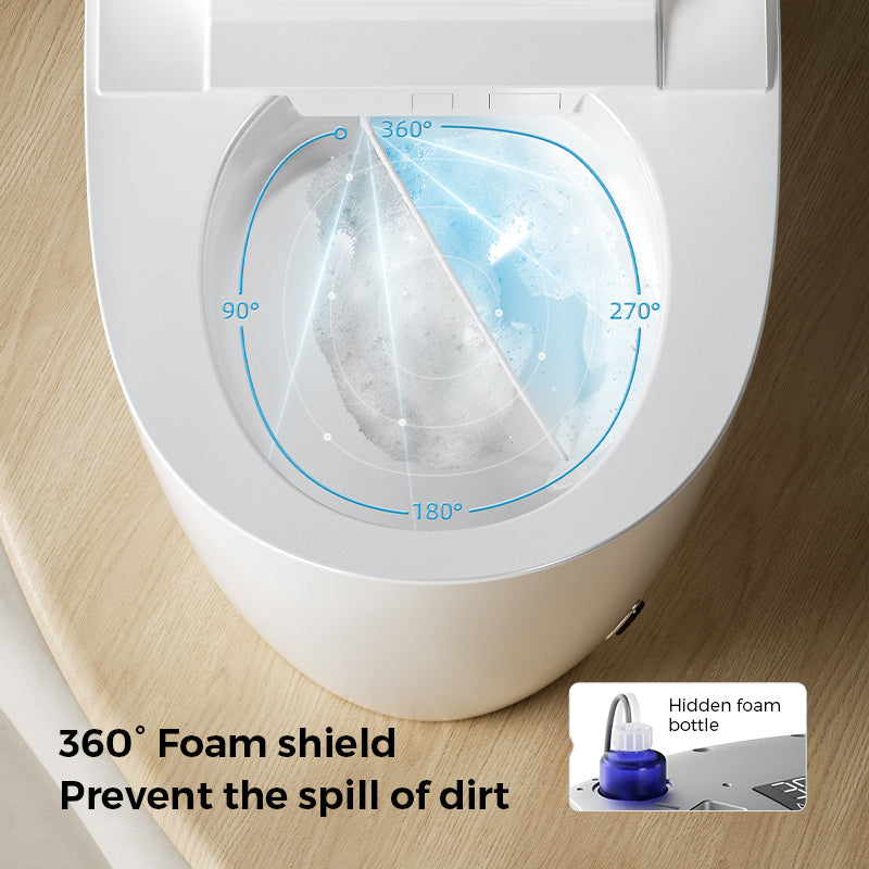 01 Smart Bidet Toilet featuring a Revolutionary Hidden Foam Shield. This Anti-Splash Barrier Prevents Water Splashing and Traps Odors Instantly, Keeping the Bowl Pristine and Your Bathroom Fresh with a Sleek, Modern Design