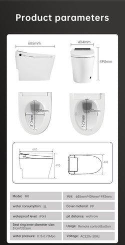 Collection of 坐浴盆馬桶津上M8智能馬桶後排式墻排式一體機全自動家用電動沖水香港可用 in a gallery layout