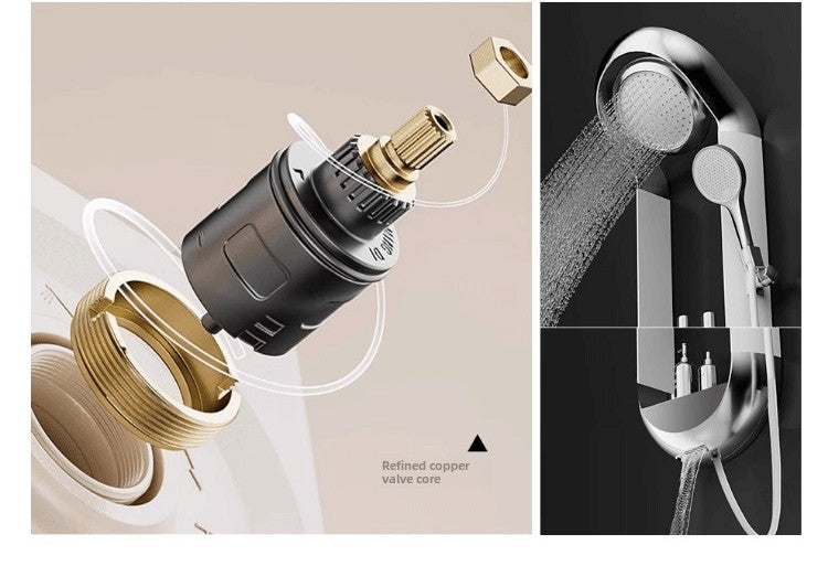 幕雨6032白色花灑套裝數顯智能恒溫家用置物架淋浴器洗澡銅
