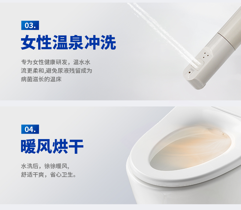 方形智能馬桶蓋帶座圈加熱和清洗