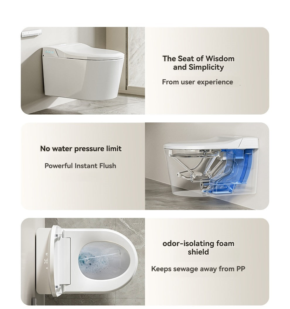 Collection of 604Wall-mounted smart bidet toilet heated seat 58cm with automatic flap for small household toilet in a gallery layout