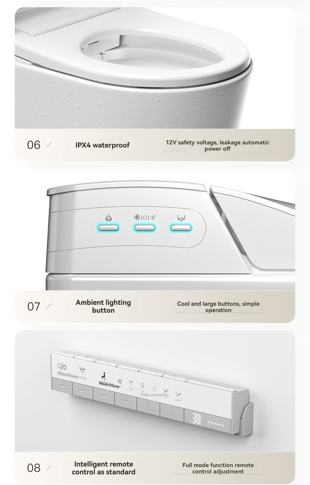 604Wall-mounted smart bidet toilet heated seat 58cm with automatic flap for small household toilet