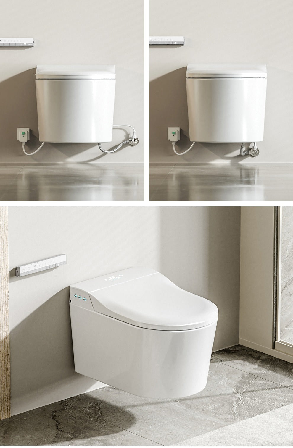 604Wall-mounted smart bidet toilet heated seat 58cm with automatic flap for small household toilet