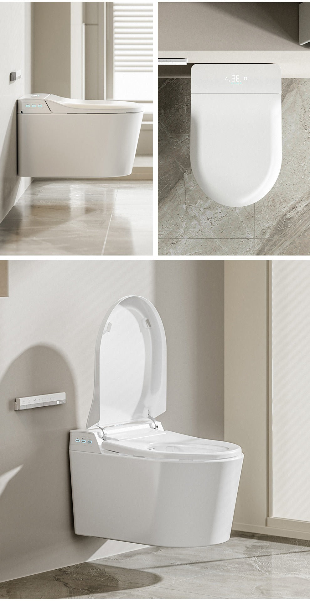 604Wall-mounted smart bidet toilet heated seat 58cm with automatic flap for small household toilet