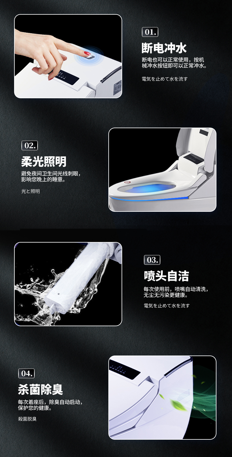 Collection of HK76  smart bidet toilet with  super Treating constipation in a gallery layout