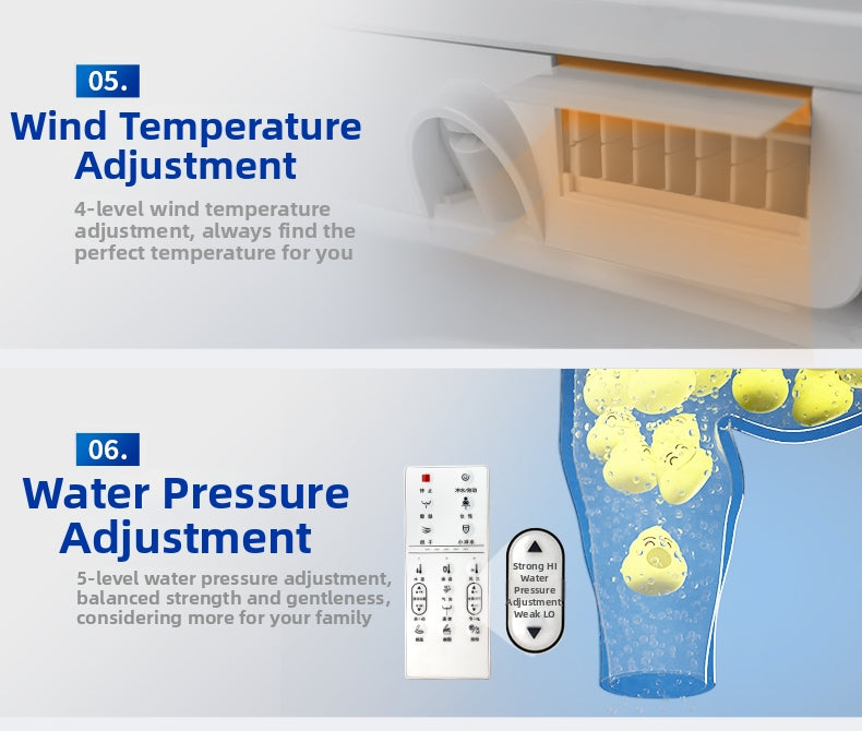 828 Square Smart Bidet Toilet featuring High-Pressure Enema Wash for Effective Constipation Relief. With Customizable Water Pressure and Warm Air Dryer Settings, It Delivers a Personalized, Touchless, and Pain-Free Cleaning Experience Tailored to Your Comfort