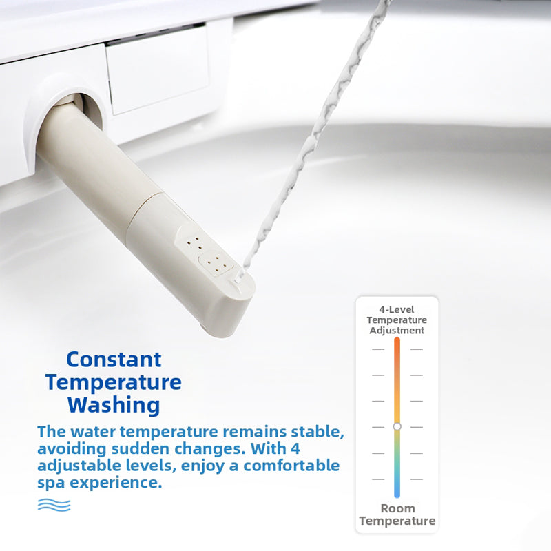 AK66 Smart Bidet Seat with Tankless Instant Heating for Endless Warm Water. Features 4-Level Precision Temperature Control to Eliminate Cold Shocks, Providing a Luxurious, Consistent, and Customizable Clean in Any Season