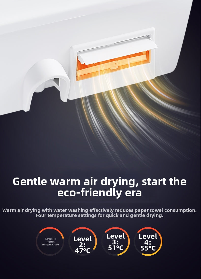 AK68 Square Smart Bidet Seat featuring a 4-Level Adjustable Warm Air Dryer for a Complete Touchless Clean. Perfect for D-Shape Toilets, this Luxury Bidet Provides Customizable Drying Temperatures for a Paperless, Eco-Friendly Bathroom Experience