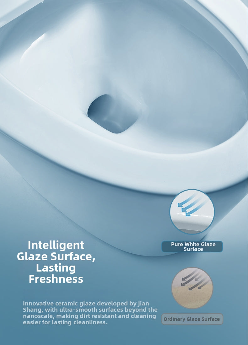 JA07 Smart Toilet with Ultra-Smooth Nano-Glaze: Features a high-gloss, antimicrobial surface that repels waste and prevents bacteria buildup. Enjoy a sparkling clean bowl with zero scrubbing required.