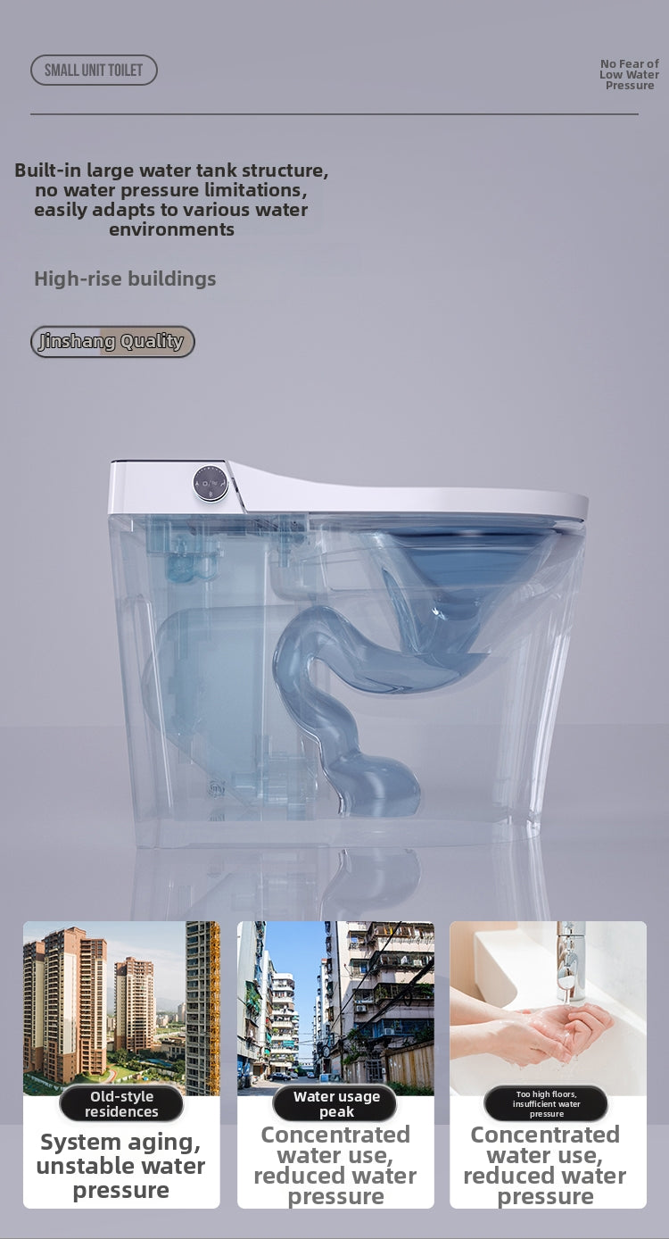 K50 Smart Bidet Toilet with a Built-in Water Tank for Low Water Pressure Environments. Ensures a Powerful, Reliable Flush with Zero Pressure Requirements, Making it Perfect for High-Rise Apartments and Old Homes