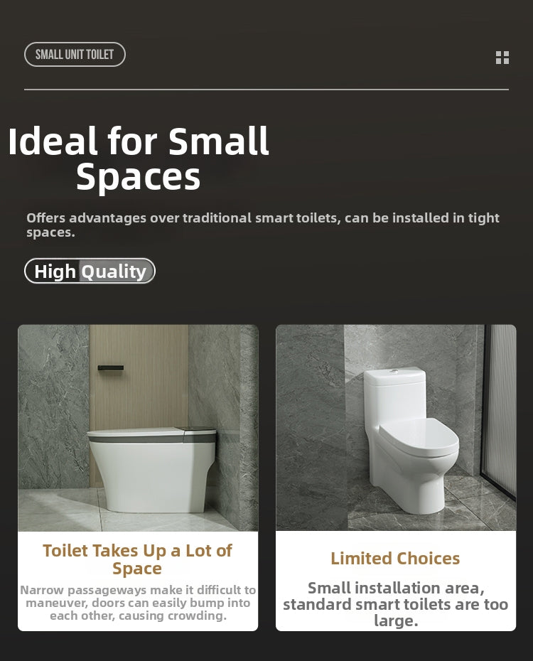 K50 Space-Saving Smart Bidet Toilet with a Sleek Narrow Profile, Designed Specifically for Small Bathrooms and Compact Urban Studios. Maximum Luxury that Fits Comfortably in Tight Spaces