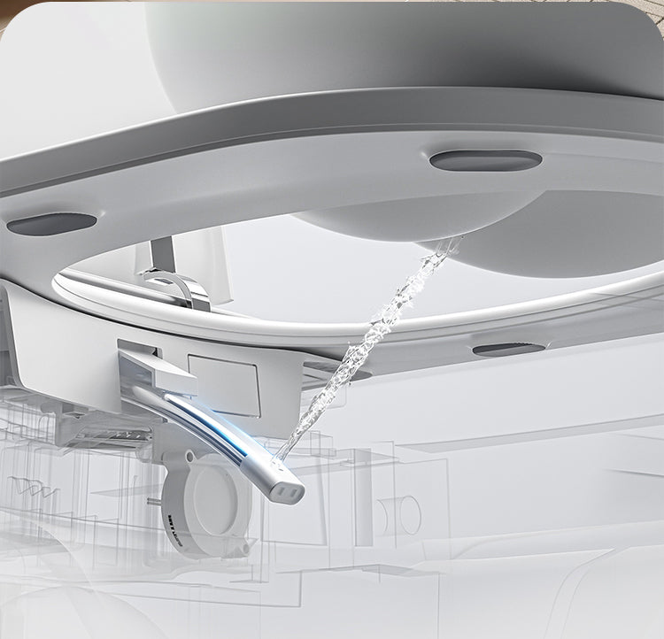 Modern wall-hung smart toilet with multiple bidet washing modes, including rear and feminine wash, featuring adjustable water temperature and pressure