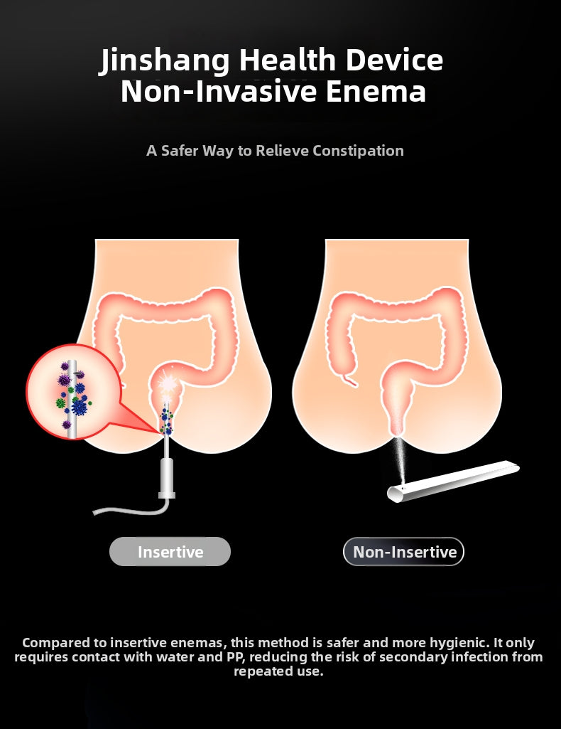 Comparison between HK76 non-contact enema wash and traditional contact methods. Our smart bidet offers a painless, no-touch solution using precision water stream technology for maximum hygiene and comfort