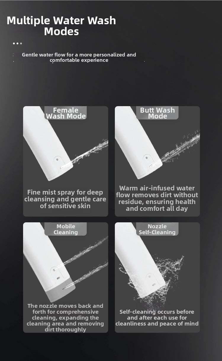 the t2 urine analysis smart bidet toilet offers 4 professional wash modes: feminine wash, rear wash, constipation relief, and mobile massage cleaning.