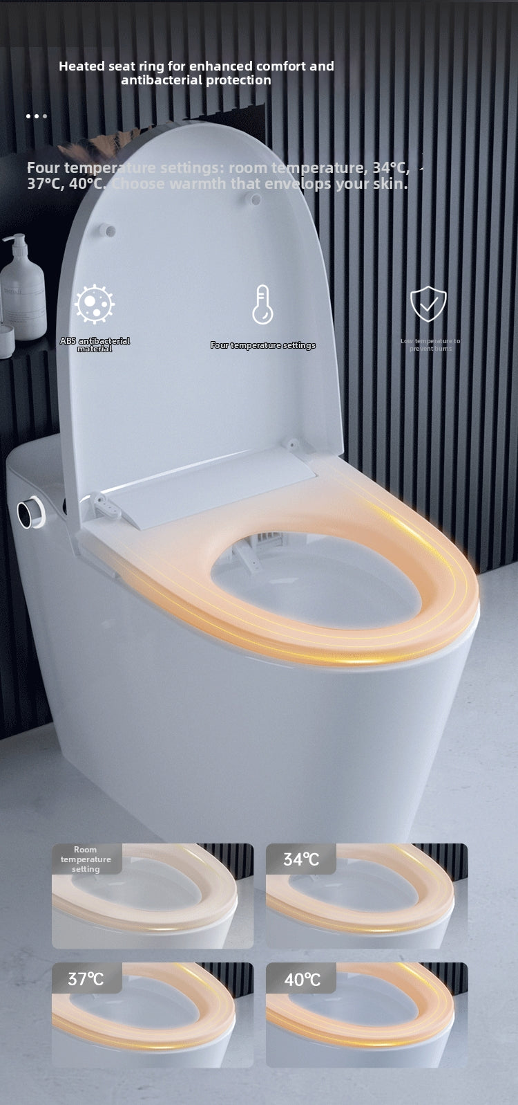 the t2 urine analysis smart bidet toilet features an adjustable heated seat to provide maximum comfort during cold winter mornings