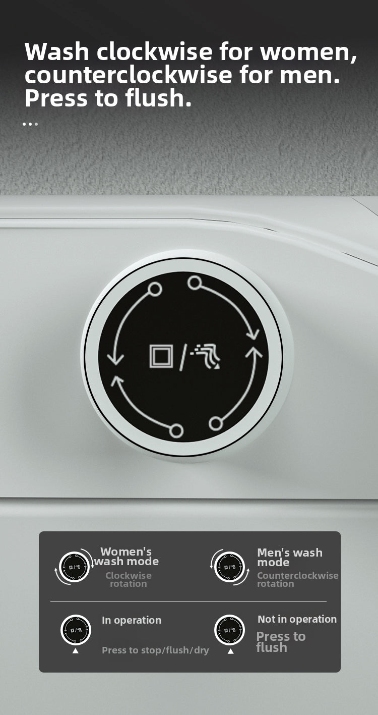 the t2 urine analysis smart bidet toilet features a convenient side knob for one-button control of washing and flushing functions