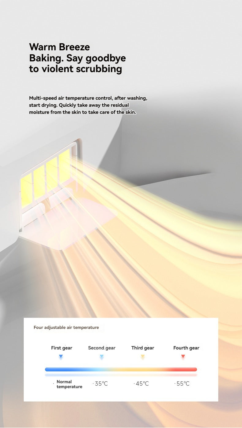 The V1 back outlet bidet toilet features a powerful warm air dryer with 4 adjustable temperature levels, providing a gentle and thorough drying experience that reduces the need for toilet paper.